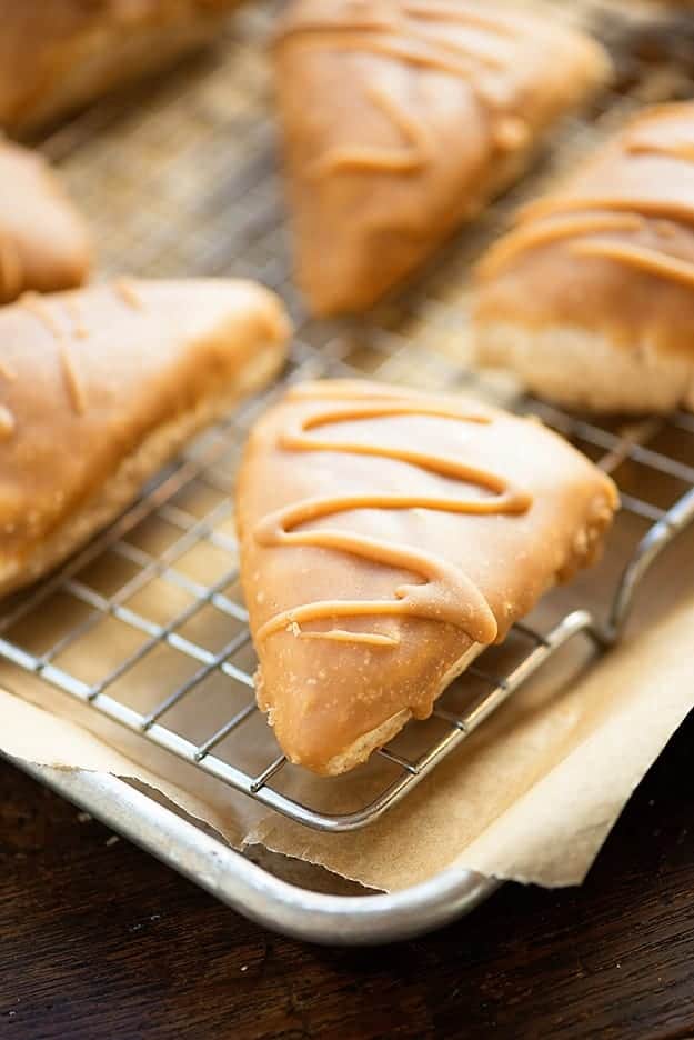 Maple Glazed Scones - fluffy moist scones topped with a thick maple glaze!