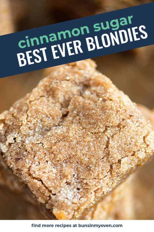 blondies with cinnamon sugar on top