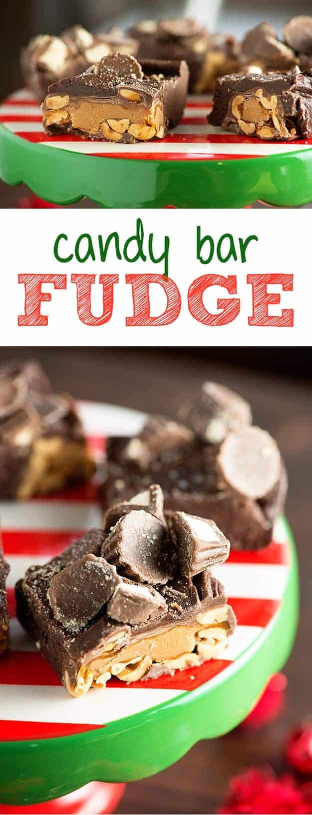 Candy Bar Fudge - so easy, no thermometer needed!