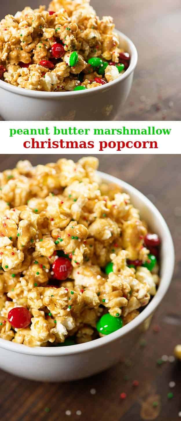 Ooey gooey peanut butter and marshmallows coat this Christmas popcorn! An easy recipe for kids!