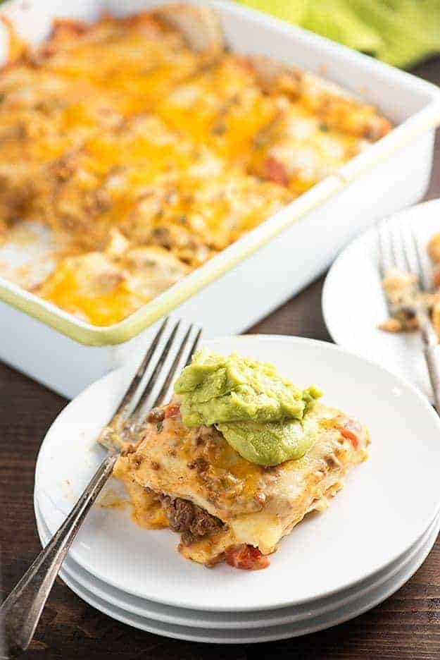 This taco bake is such an easy weeknight dinner and perfect for those nights when you're tired of regular tacos. 