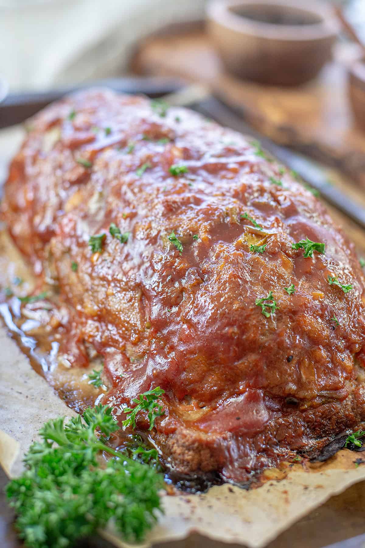 baked turkey meatloaf on sheet pan.