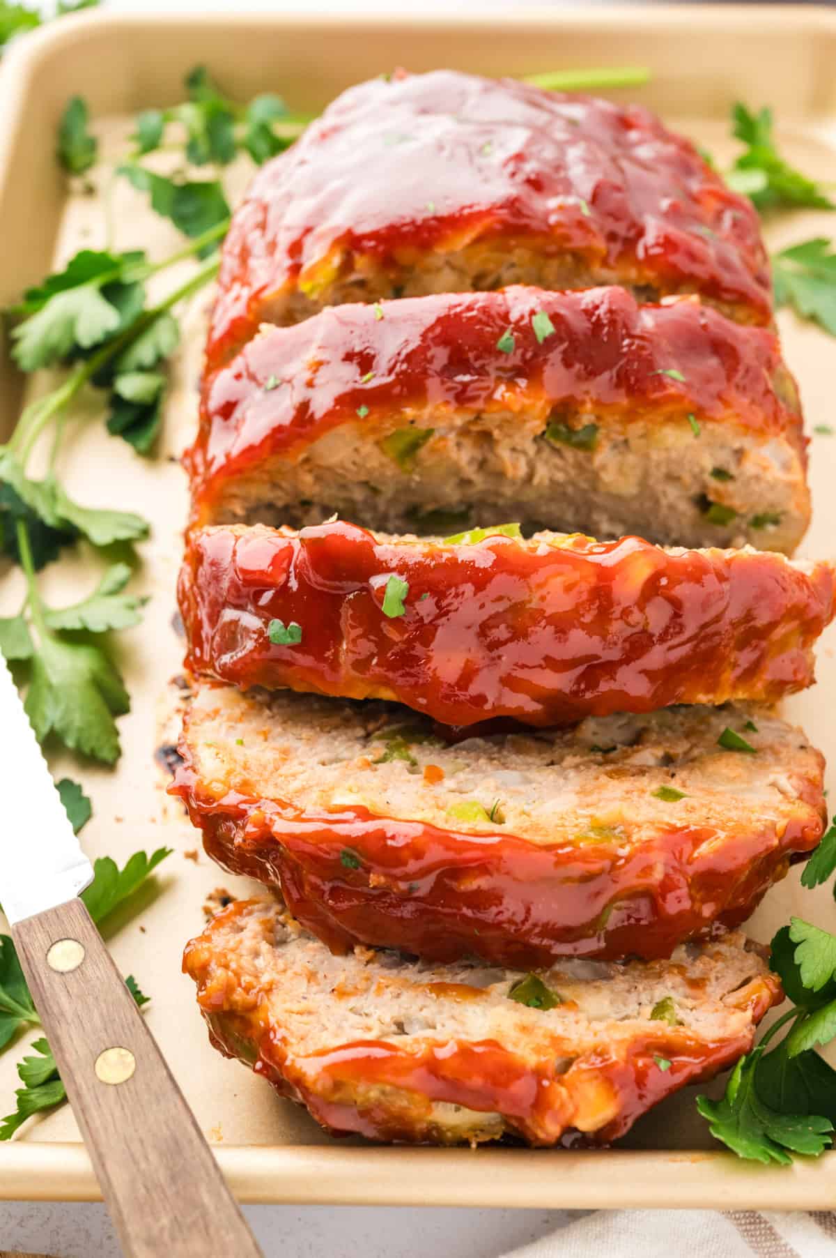 baked turkey meatloaf on sheet pan.