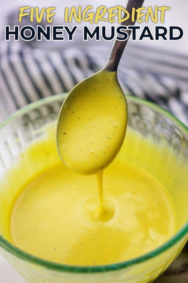 honey mustard dressing on spoon