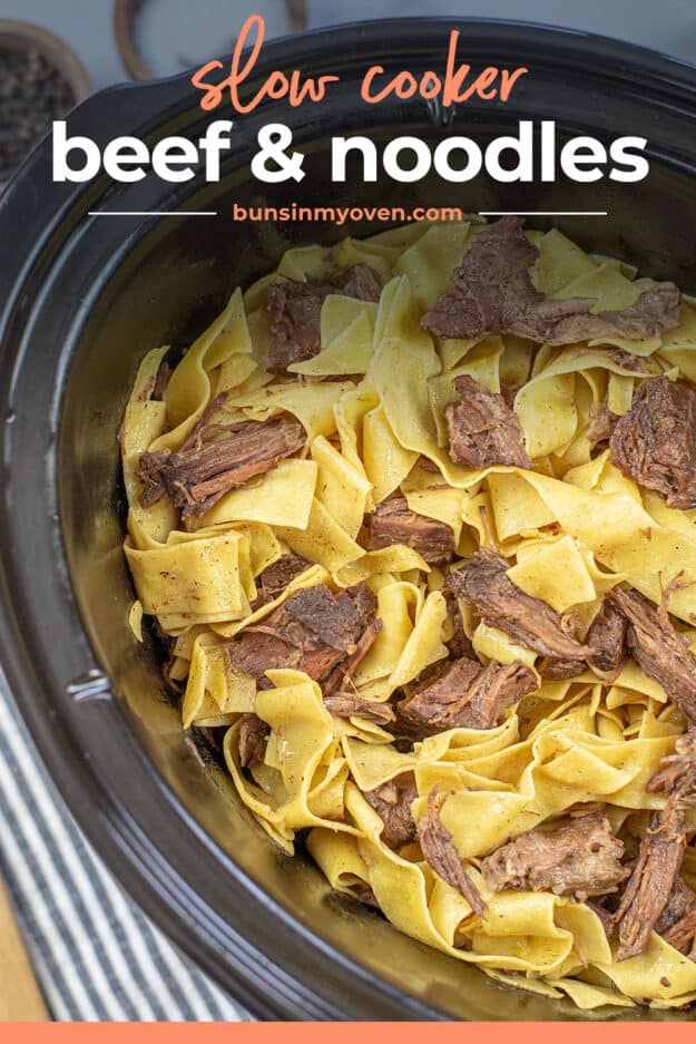 beef and noodles in crock pot.