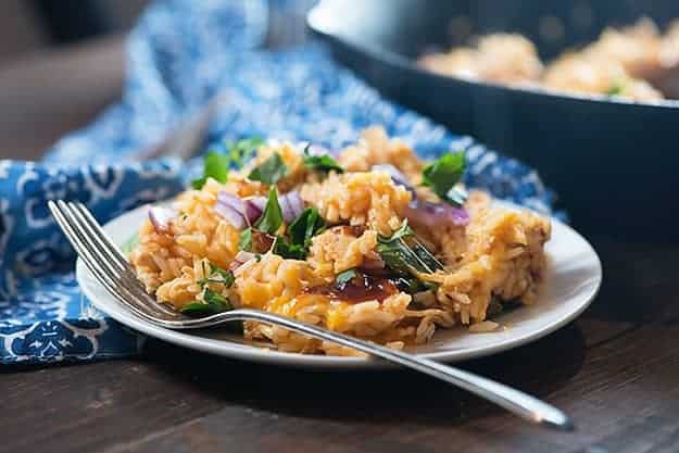 bbq chicken pizza skillet