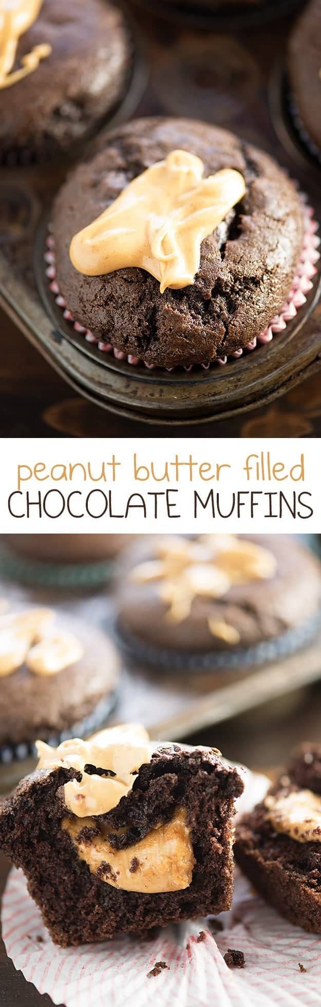 chocolate muffins filled with peanut butter
