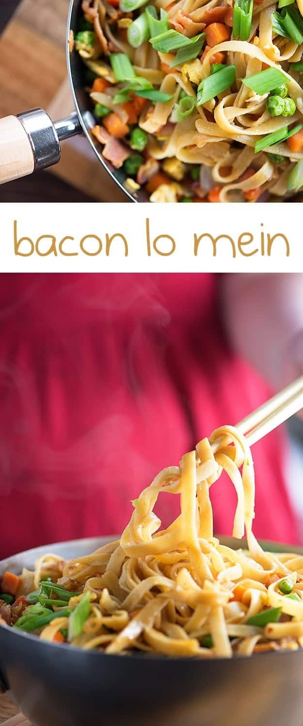 This easy lo mein recipe is packed with bacon. This is a favorite recipe for busy weeknights! 