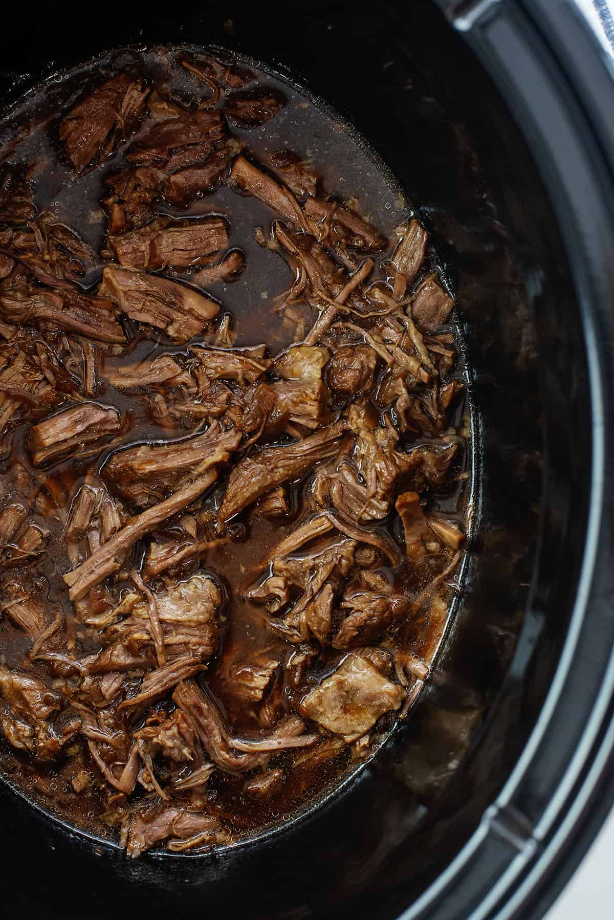 French dip beef in slow cooker.