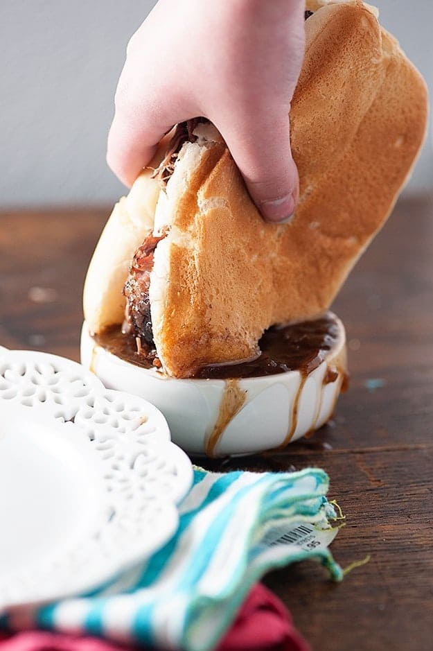 Easy French Dip Sandwiches! A perfect family dinner that's easy enough for a weeknight!