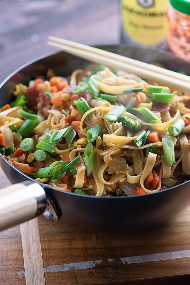 This easy lo mein recipe is packed with bacon. This is a favorite recipe for busy weeknights! 