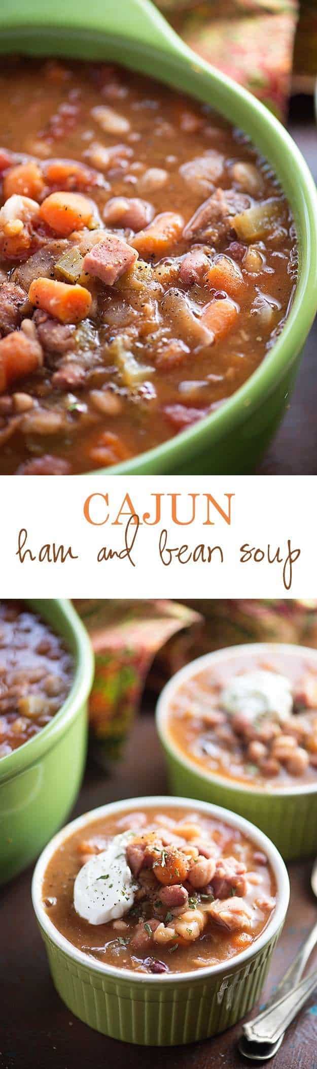Cajun soup in a bowl on a wooden table.