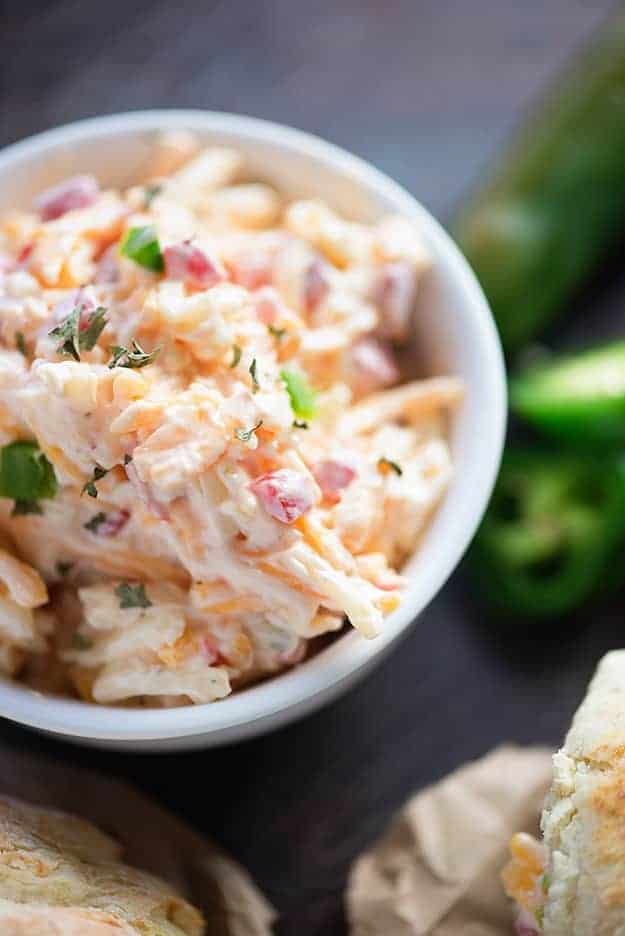 Spicy pimento cheese! Forget the glop at the grocery store - homemade is so easy and tastes nothing like that packaged kind!