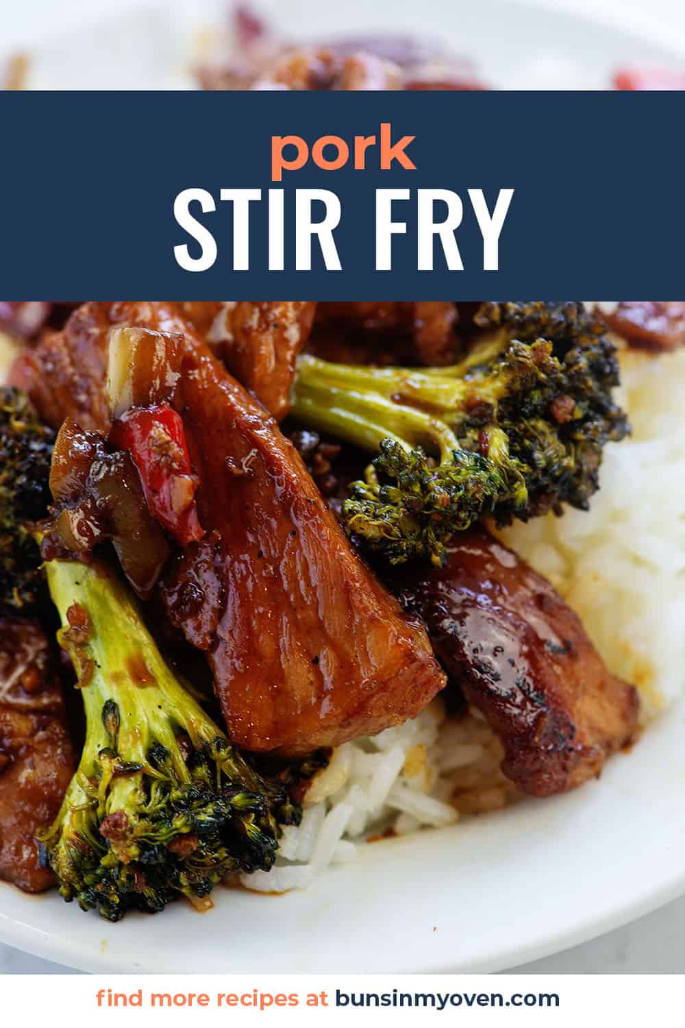 easy pork stir fry on plate.
