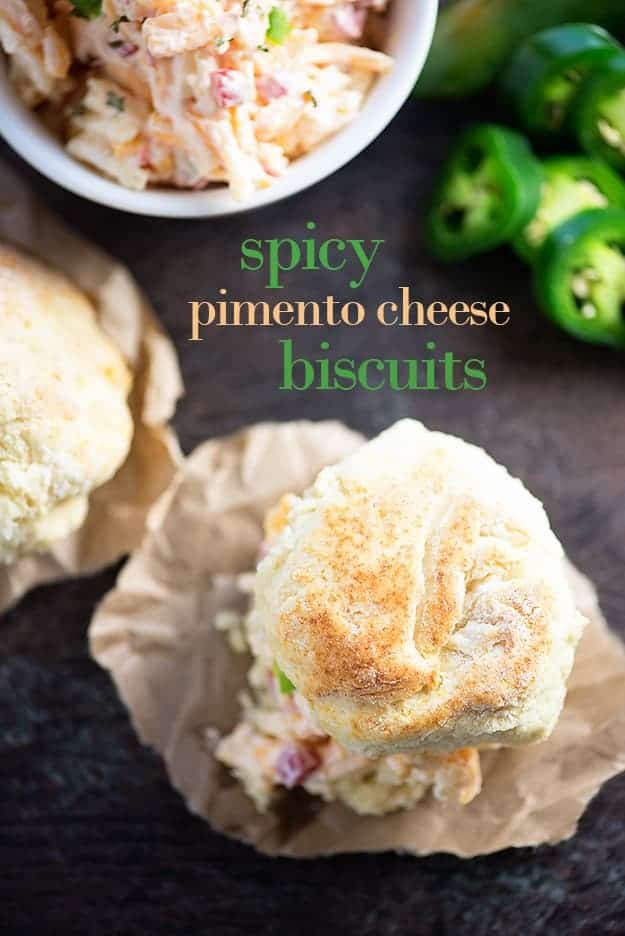 My dad's perfect fluffy biscuits filled with spicy pimento cheese. This is southern food at it's finest. 