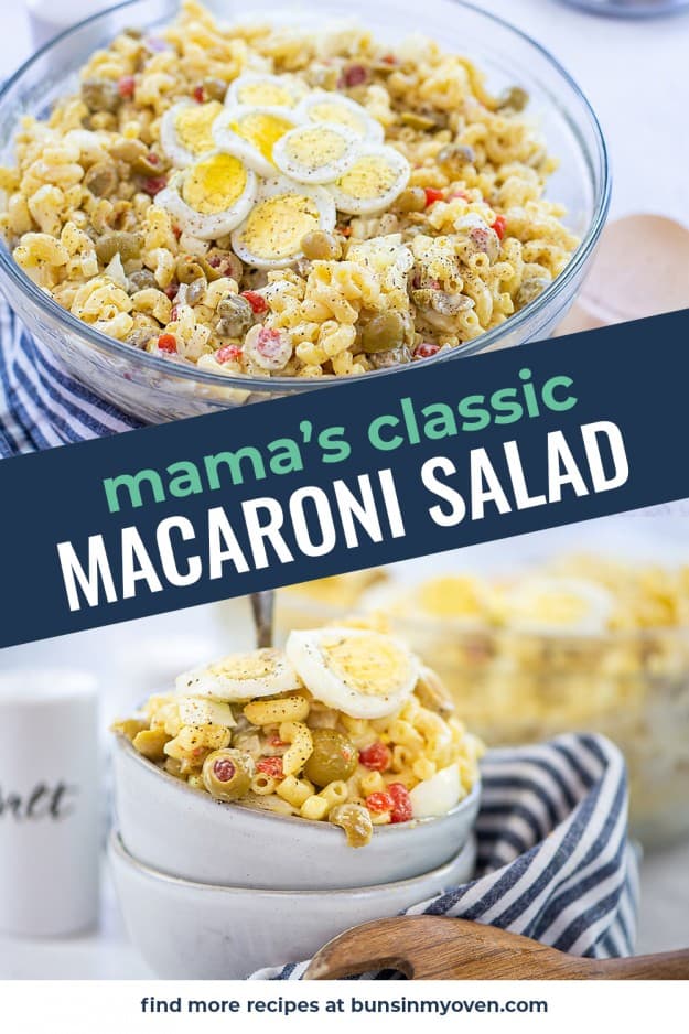 macaroni salad image collage for Pinterest.