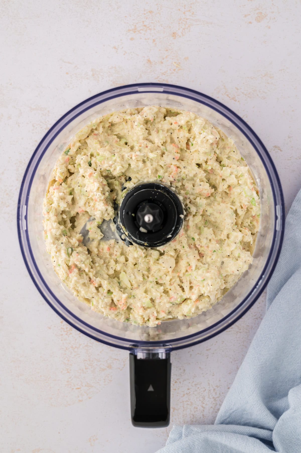 Easy coleslaw recipe in food processor.
