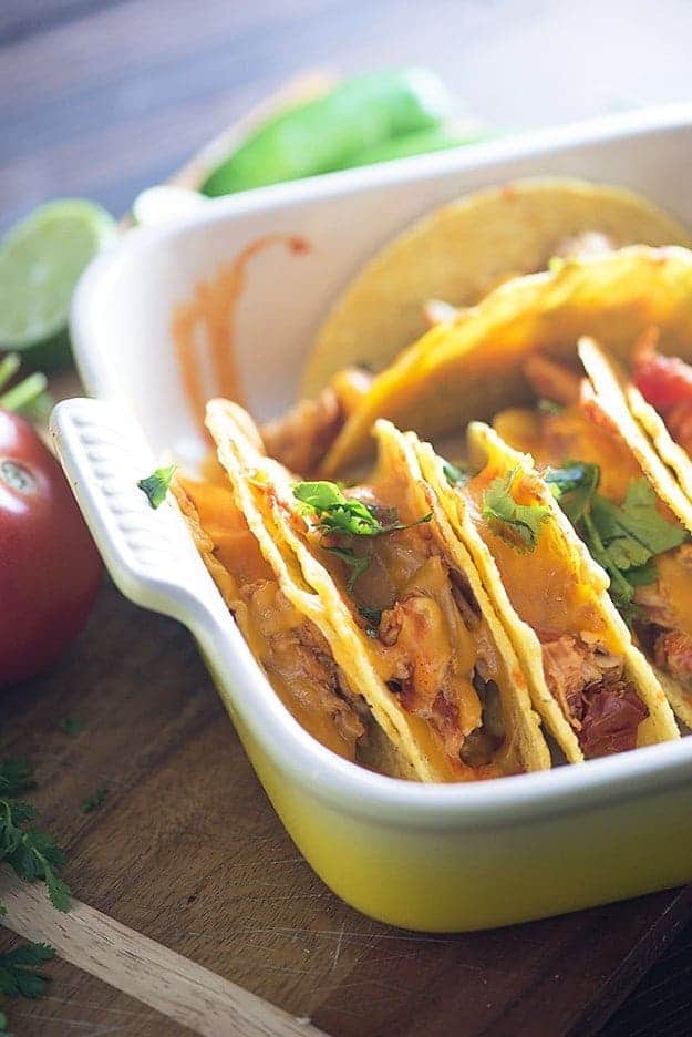 Crock pot chicken tacos! This is the easiest way to make tacos yet!!