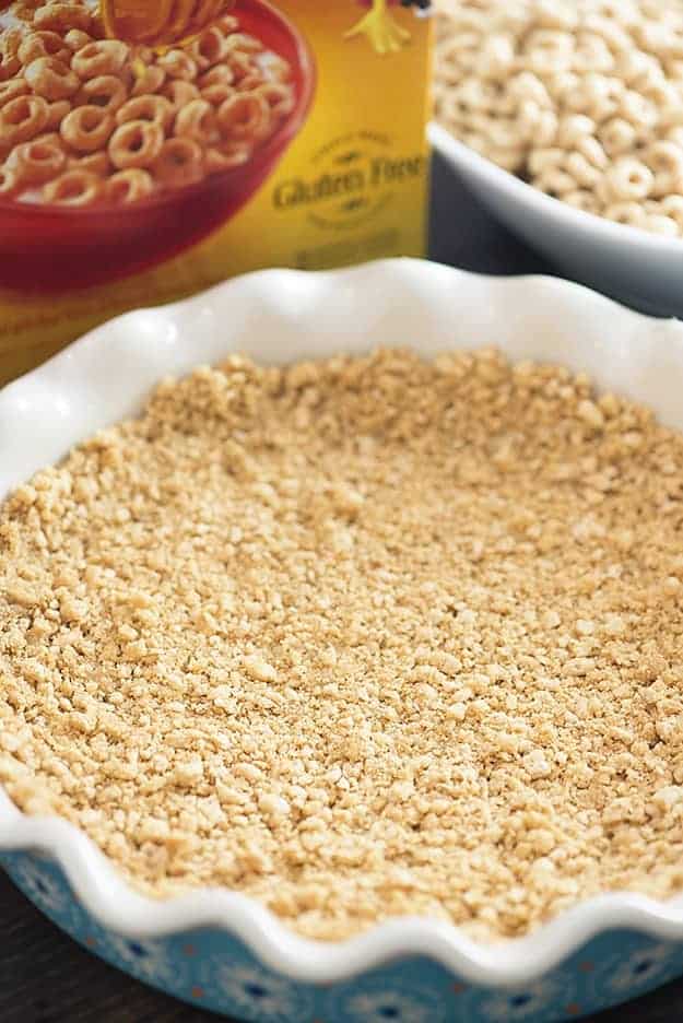 This pie crust is made of Honey Nut Cheerios!