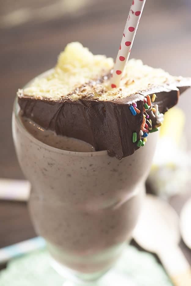 The perfect milkshake recipe - and it's blended up with a slice of cake!