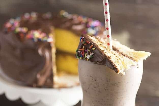 The perfect milkshake recipe - and it's blended up with a slice of cake!