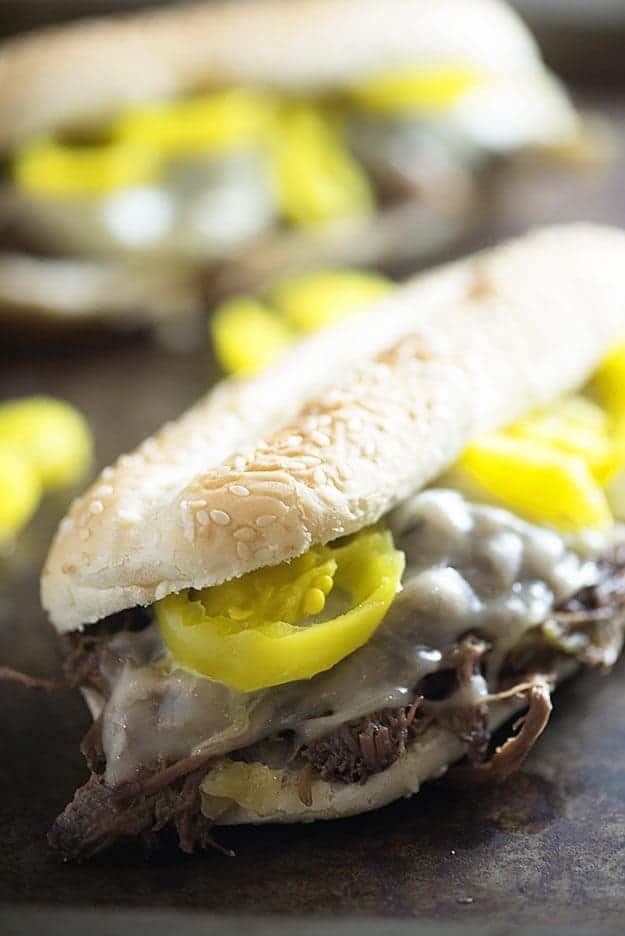 We love this simple slow cooker recipe for Italian beef sandwiches. Just a handful of ingredients and these are SO GOOD!