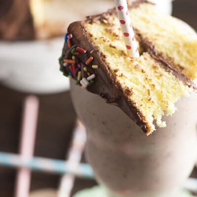 The perfect milkshake recipe - and it's blended up with a slice of cake!