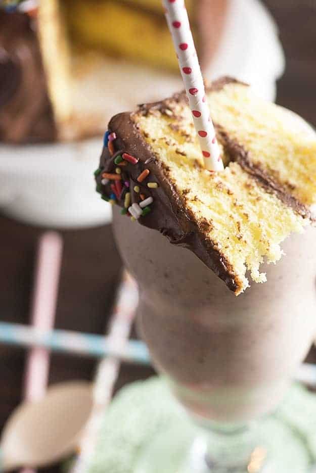 The perfect milkshake recipe - and it's blended up with a slice of cake!