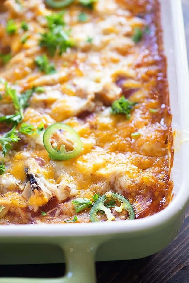 This tamale casserole is topped with shredded chicken. It's such a perfect dinner to satisfy those Mexican cravings!