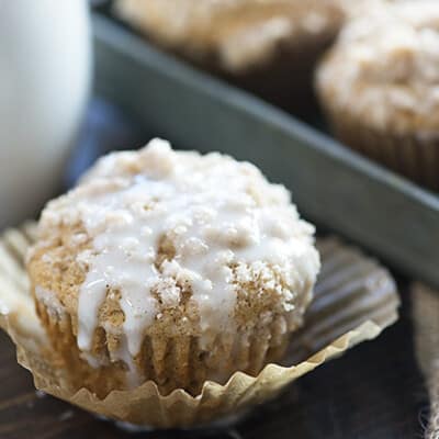 These applesauce muffins are the perfect fall breakfast. My kids love the streusel topping!