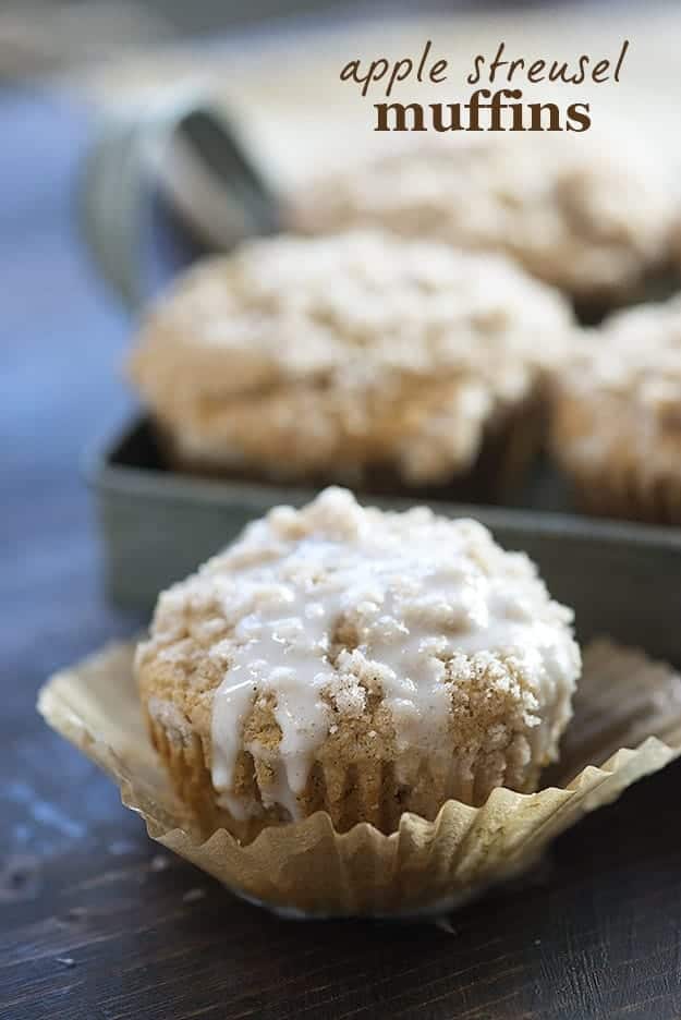 These applesauce muffins are the perfect fall breakfast. My kids love the streusel topping!