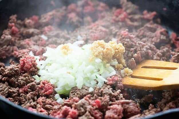 ground beef in skillet