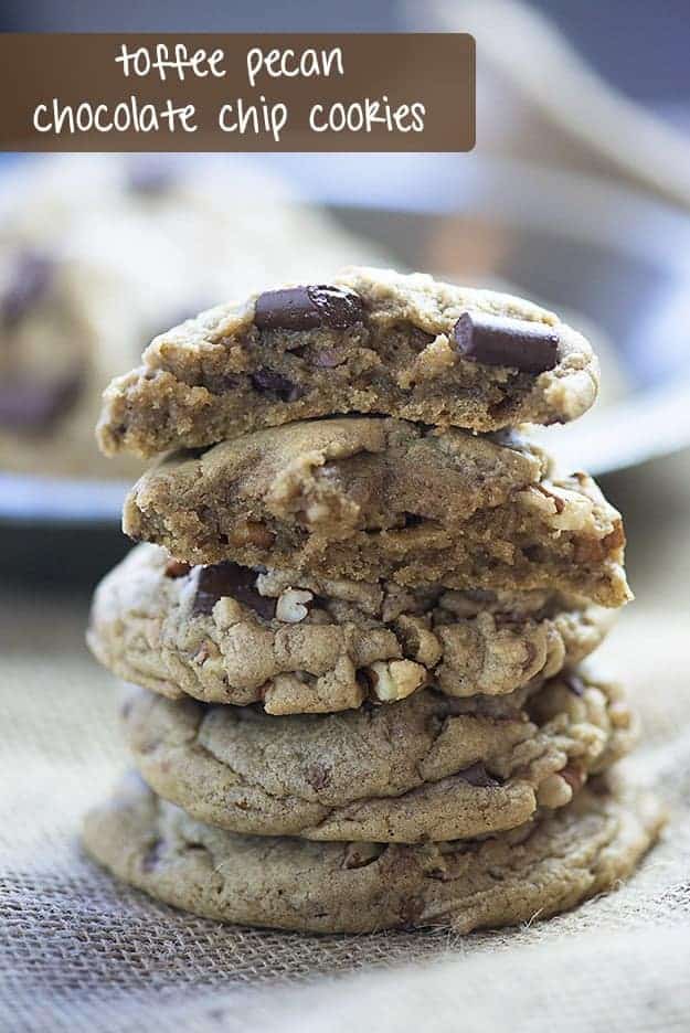 A stack of toffee cookies