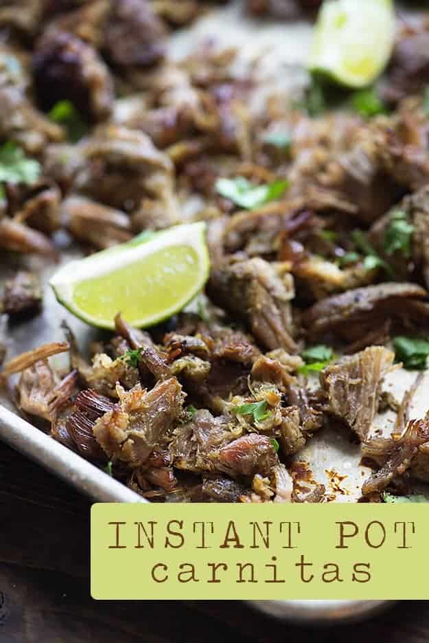 You're going to love this easy Instant Pot recipe! These pressure cooker carnitas are ready in about an hour and are so good!
