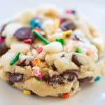 cake batter cookie on white background