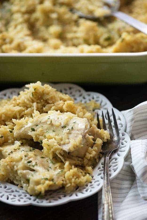 This creamy chicken rice casserole is a new family favorite. It's total comfort food and is great for chilly nights.