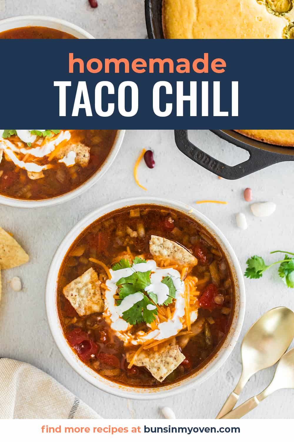 Taco chili in white bowl.