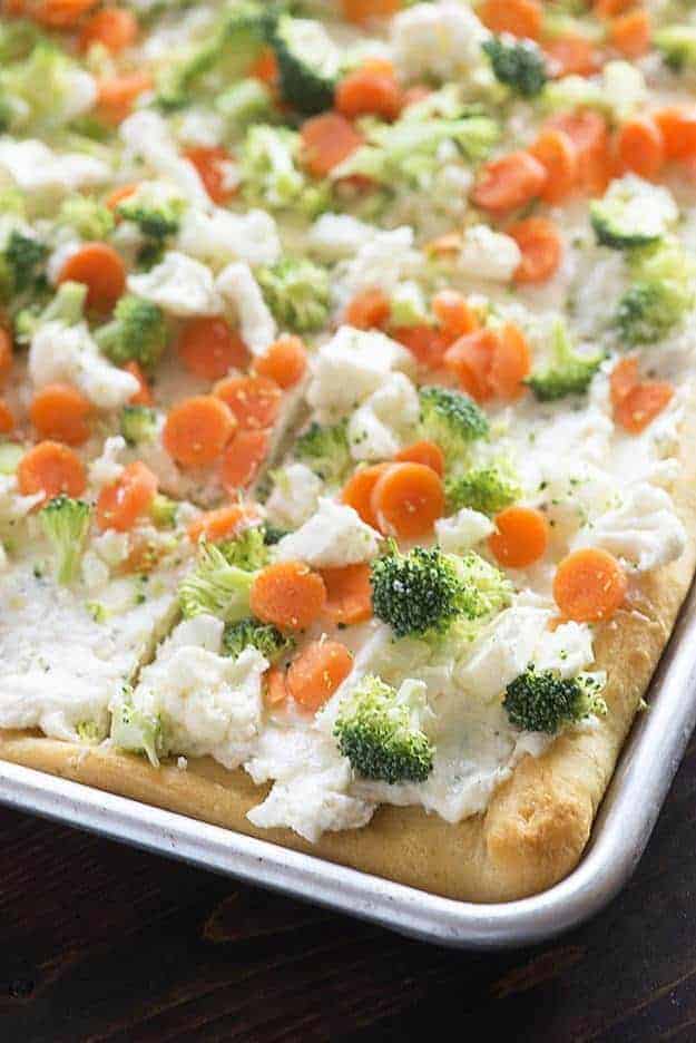 Cold Veggie Pizza the perfect snack for any get together 