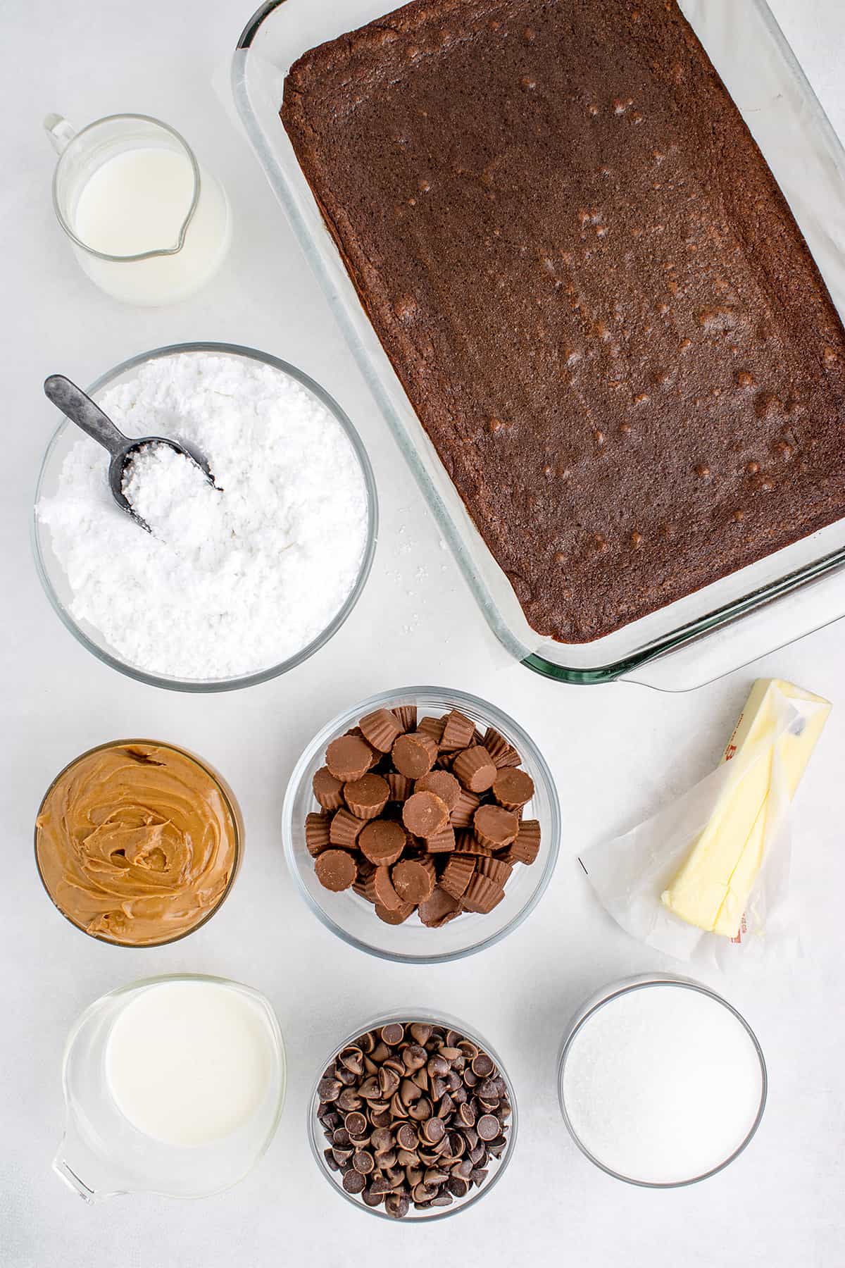 Ingredients for Reese's brownies.