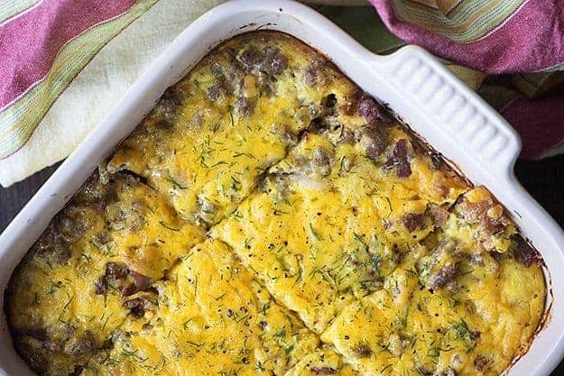 hamburger casserole in baking dish