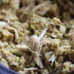 This crock pot chicken and stuffing is total comfort food! The chicken is tender and the stuffing mix cooks right in the slow cooker with the chicken!