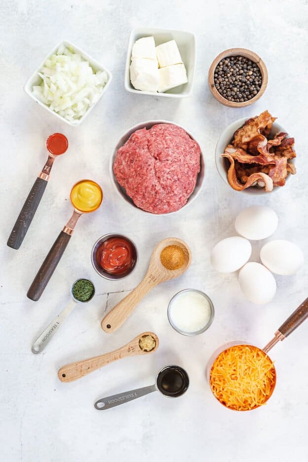 ingredients for keto cheeseburger casserole recipe.