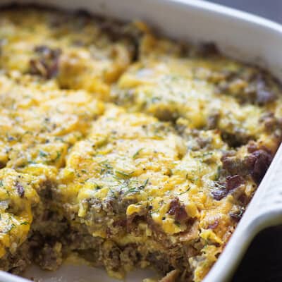 This low carb bacon cheeseburger casserole only has 3 net carbs per serving!! We love this cheesy goodness!