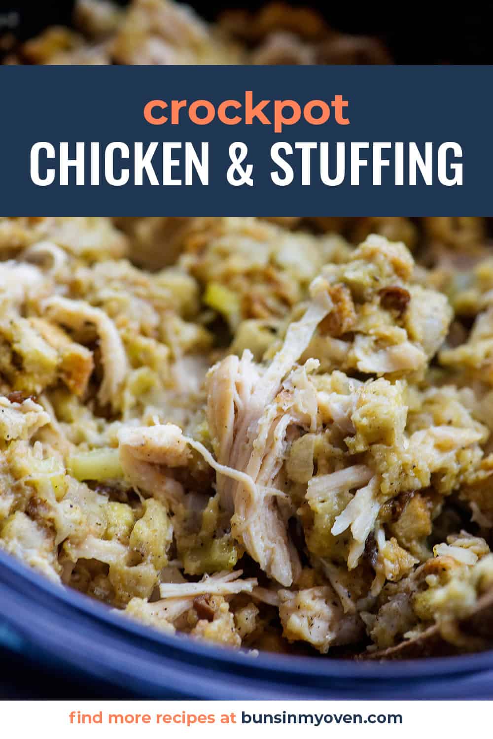 Crockpot chicken and stuffing with text for pinterest.