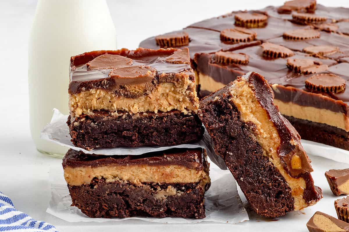 Stack of reese's brownies.