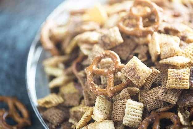 This sweet Chex mix recipe is loaded with cinnamon and sugar! We love this Chex mix recipe!