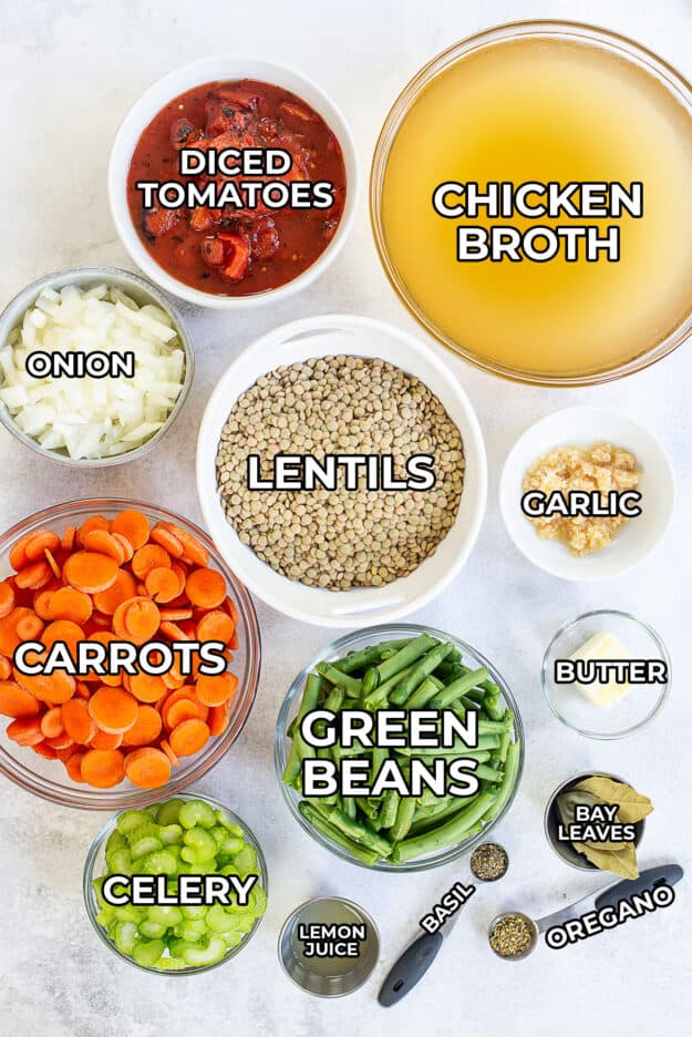 ingredients for lentil soup.