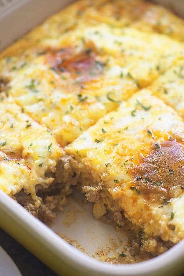 My whole family loves this low carb casserole! It's loaded with taco meat, cheese, and all kinds of good stuff!