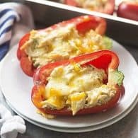These low carb stuffed peppers are filled with a spicy cream cheese chicken filling! So good and perfect for a keto diet!