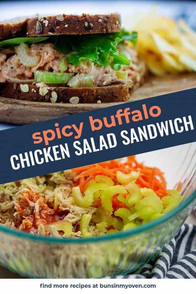 buffalo chicken salad sandwich photo collage